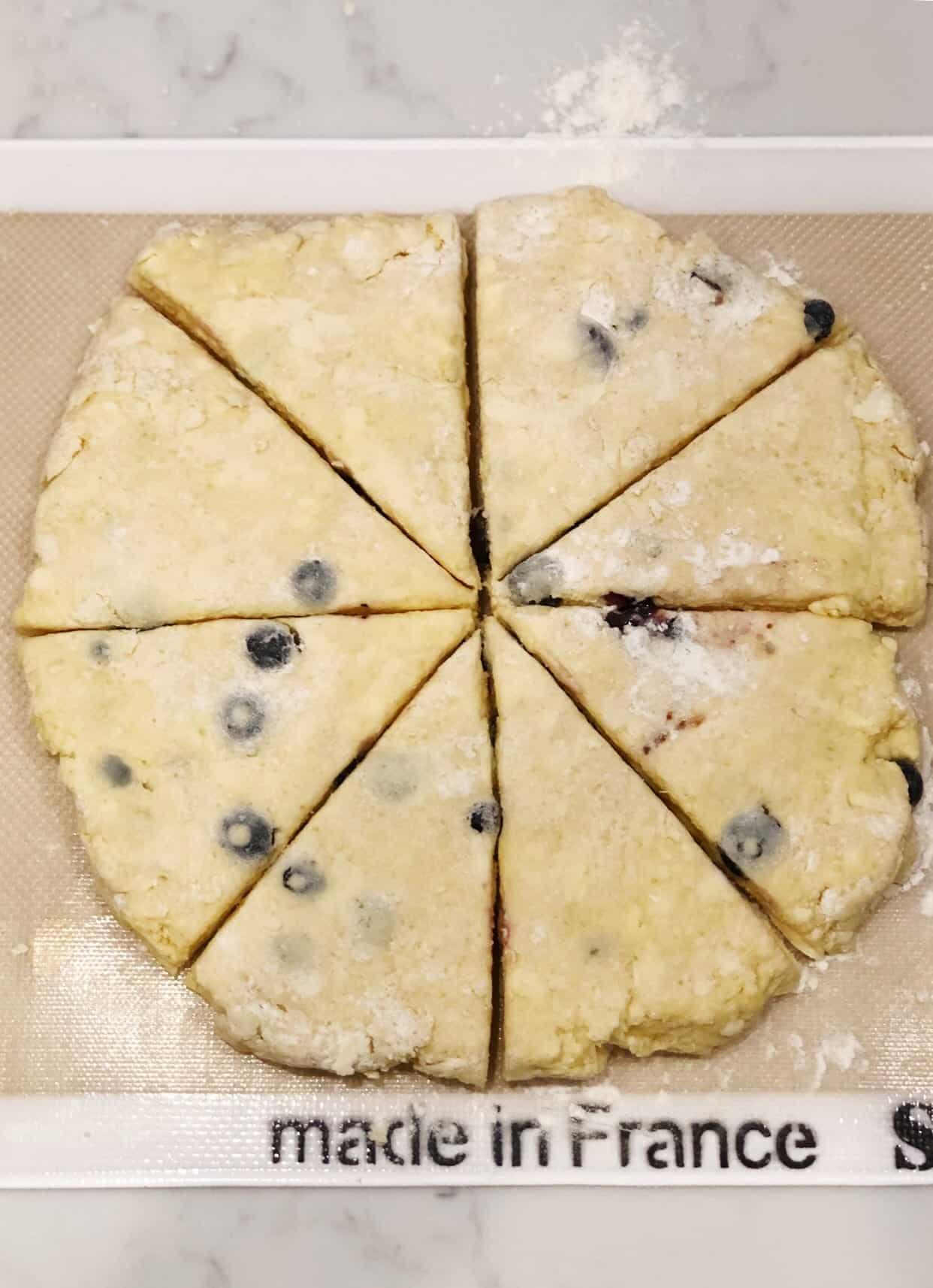blueberry scones on counter