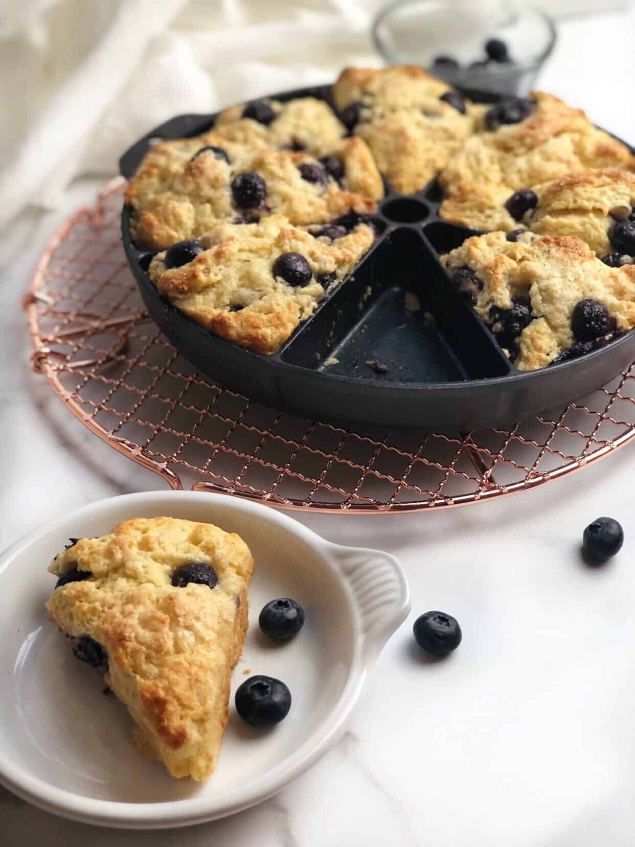blueberry scones in scone pan