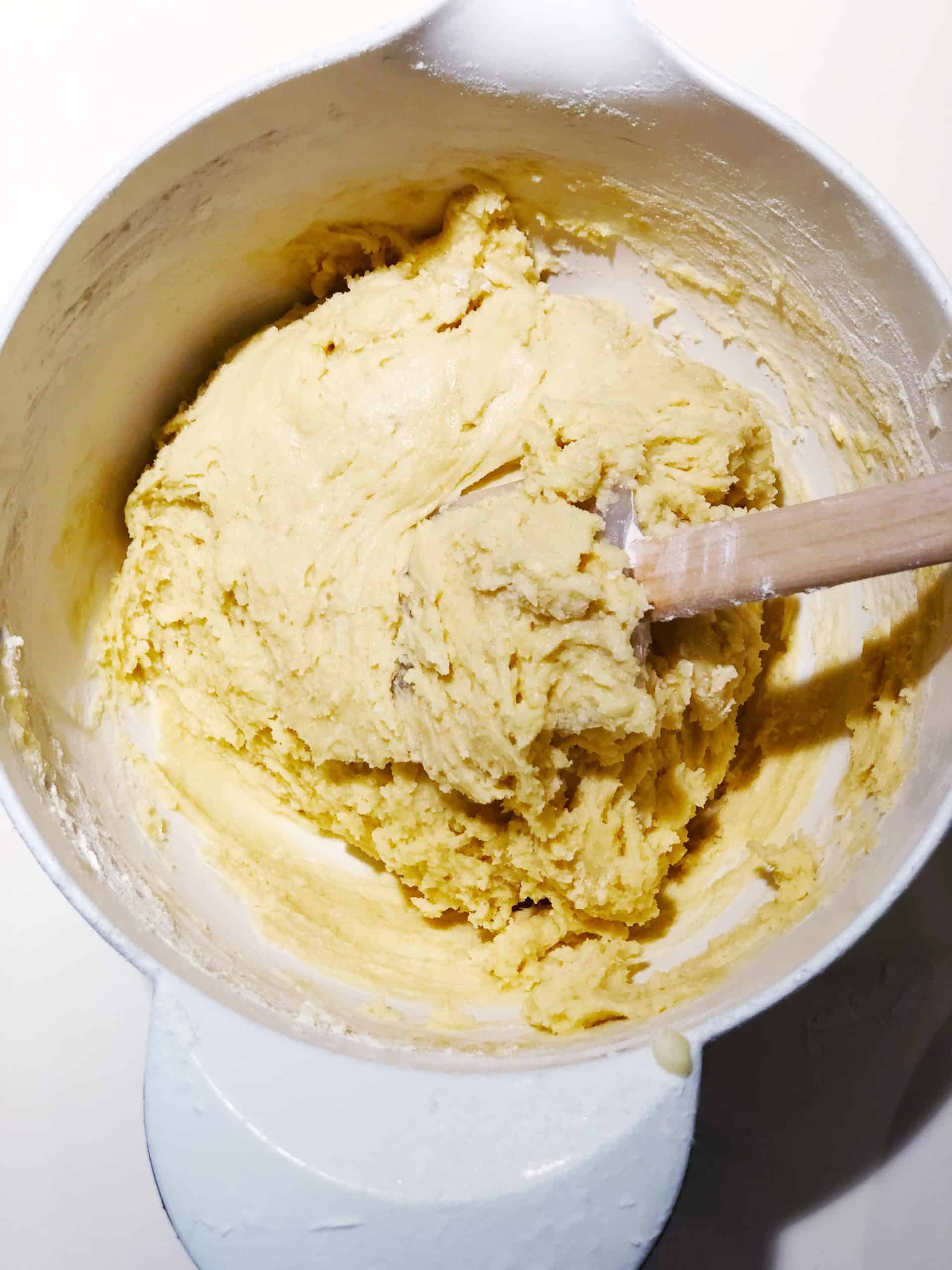 the thick apple cake batter when mixed