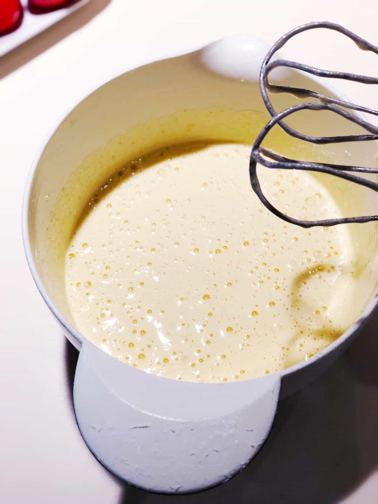 whipped eggs with sugar for apple cake batter