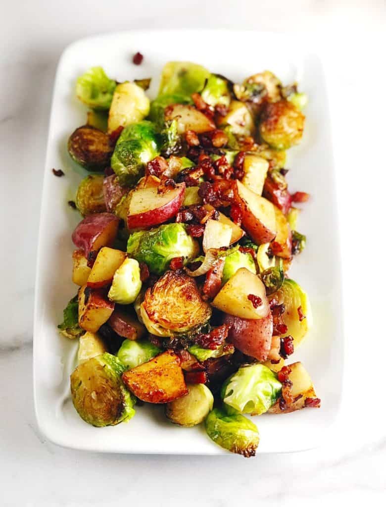 Brussels sprouts hash on a plate