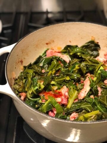 collard greens with ham and pancetta
