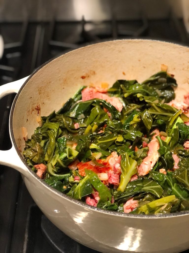 collard greens with ham and pancetta