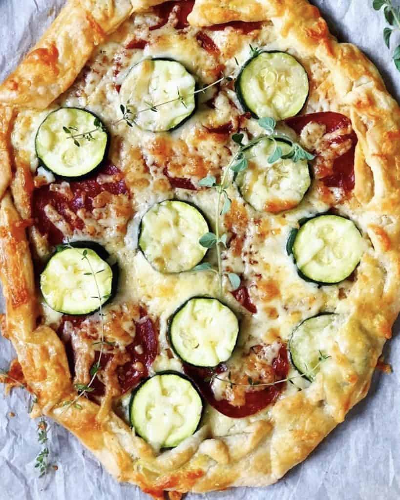 Top view of zucchini galette.