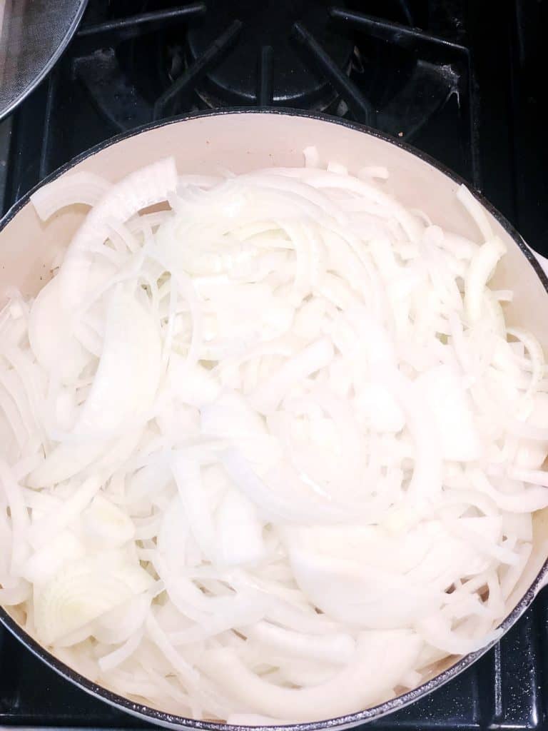 adding onions to genovese sauce