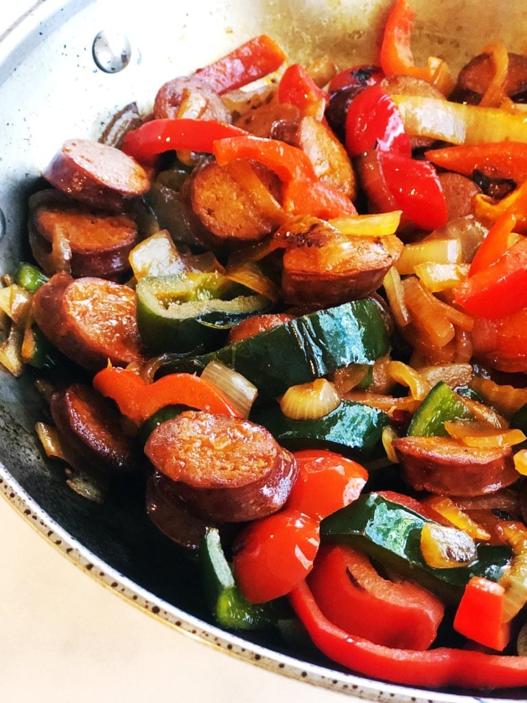 chorizo and peppers closeup
