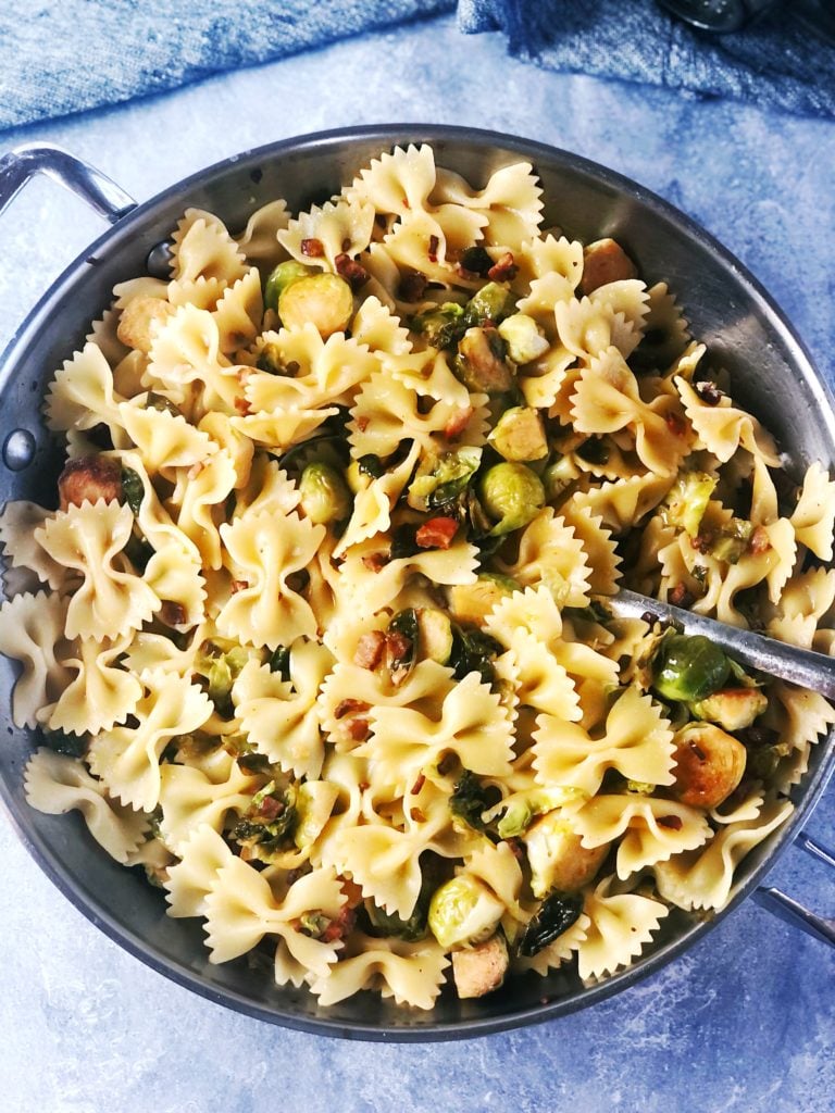 Farfalle with Brussels sprouts and pancetta