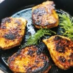 juicy boneless pork chops after pan sear