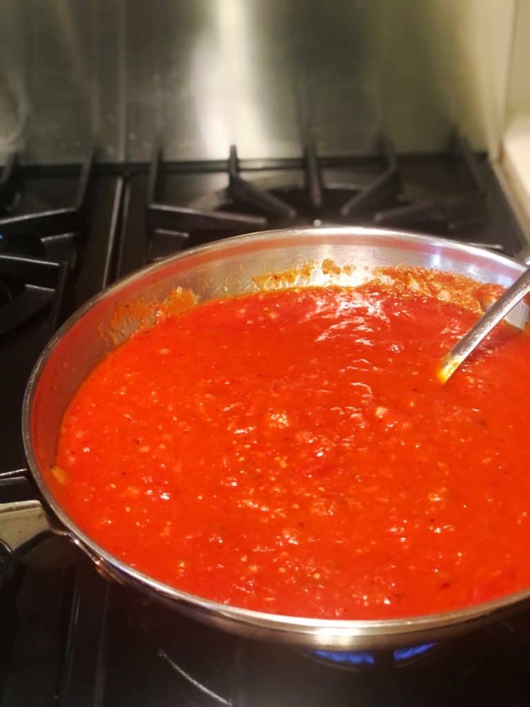 tomato sauce on stove