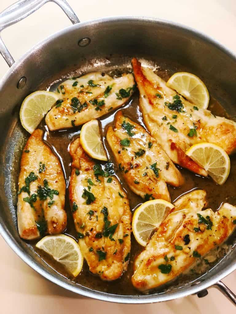 lemon chicken in skillet