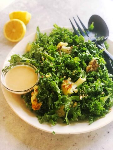 chopped kale salad with tahini dressing