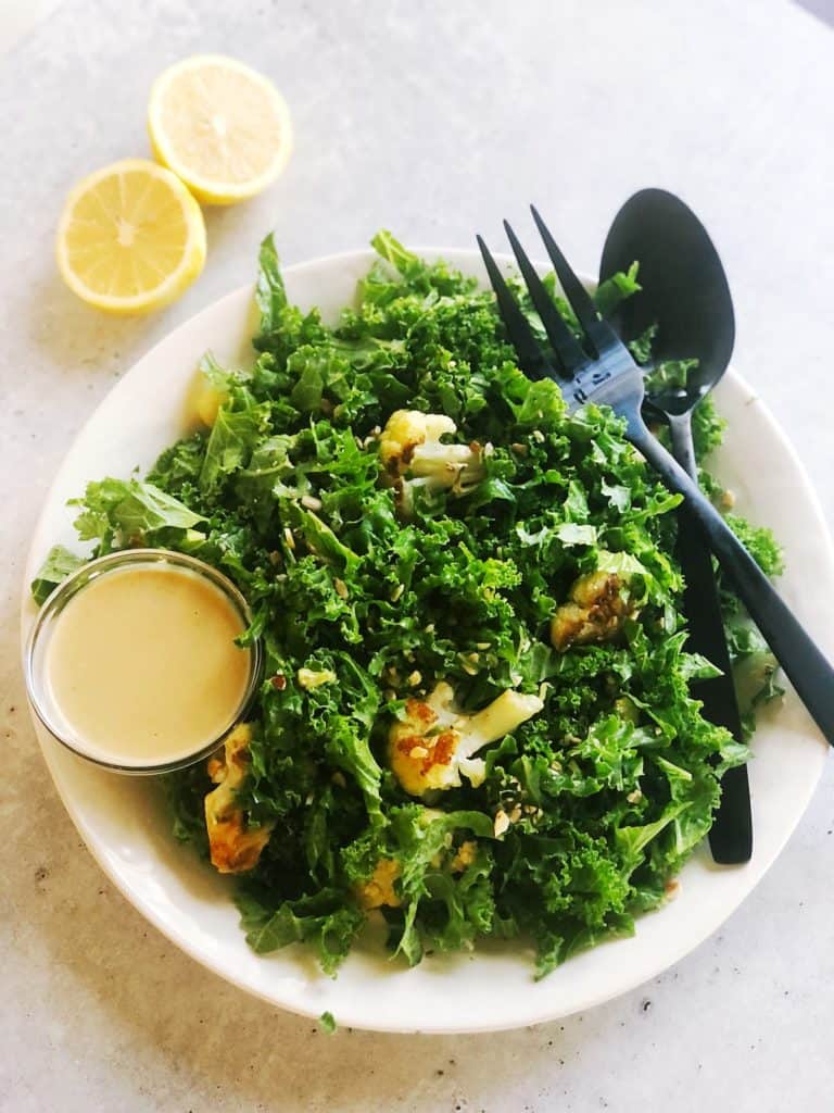 kale salad with lemon tahini dressing