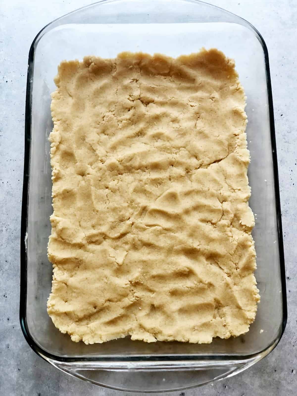 shortbread pressed into pan