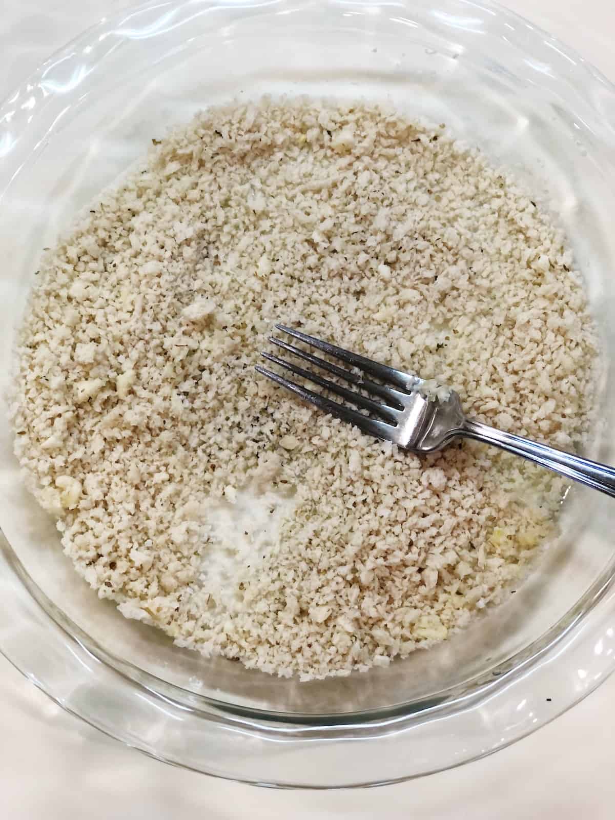 bread crumbs and spices for ricotta meatballs