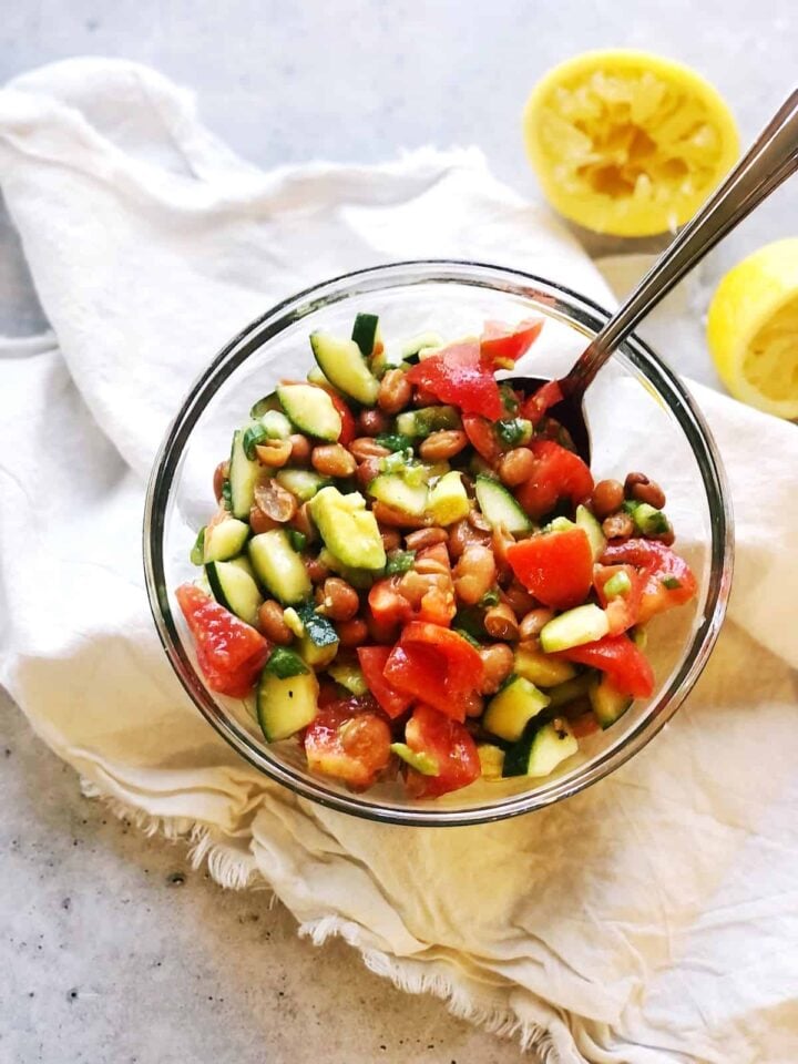 easy bean salad top view