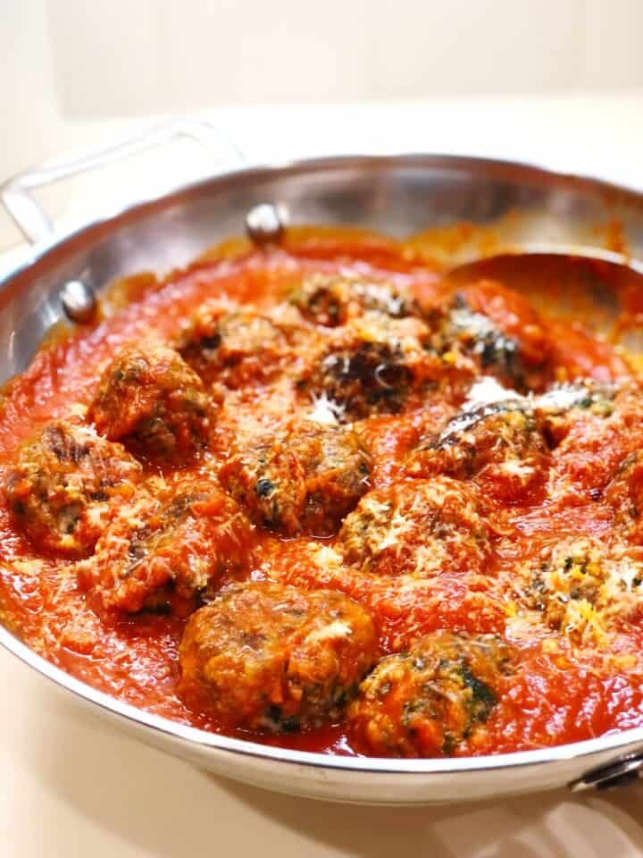 side view of ricotta meatballs