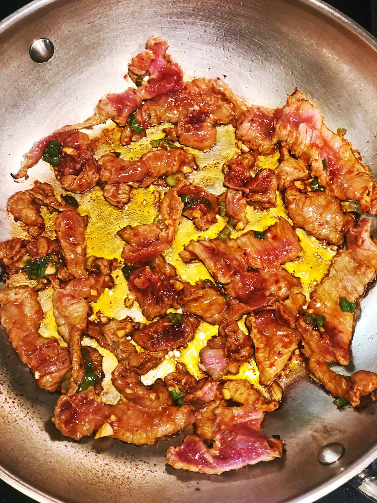 Korean beef stir fry cooking