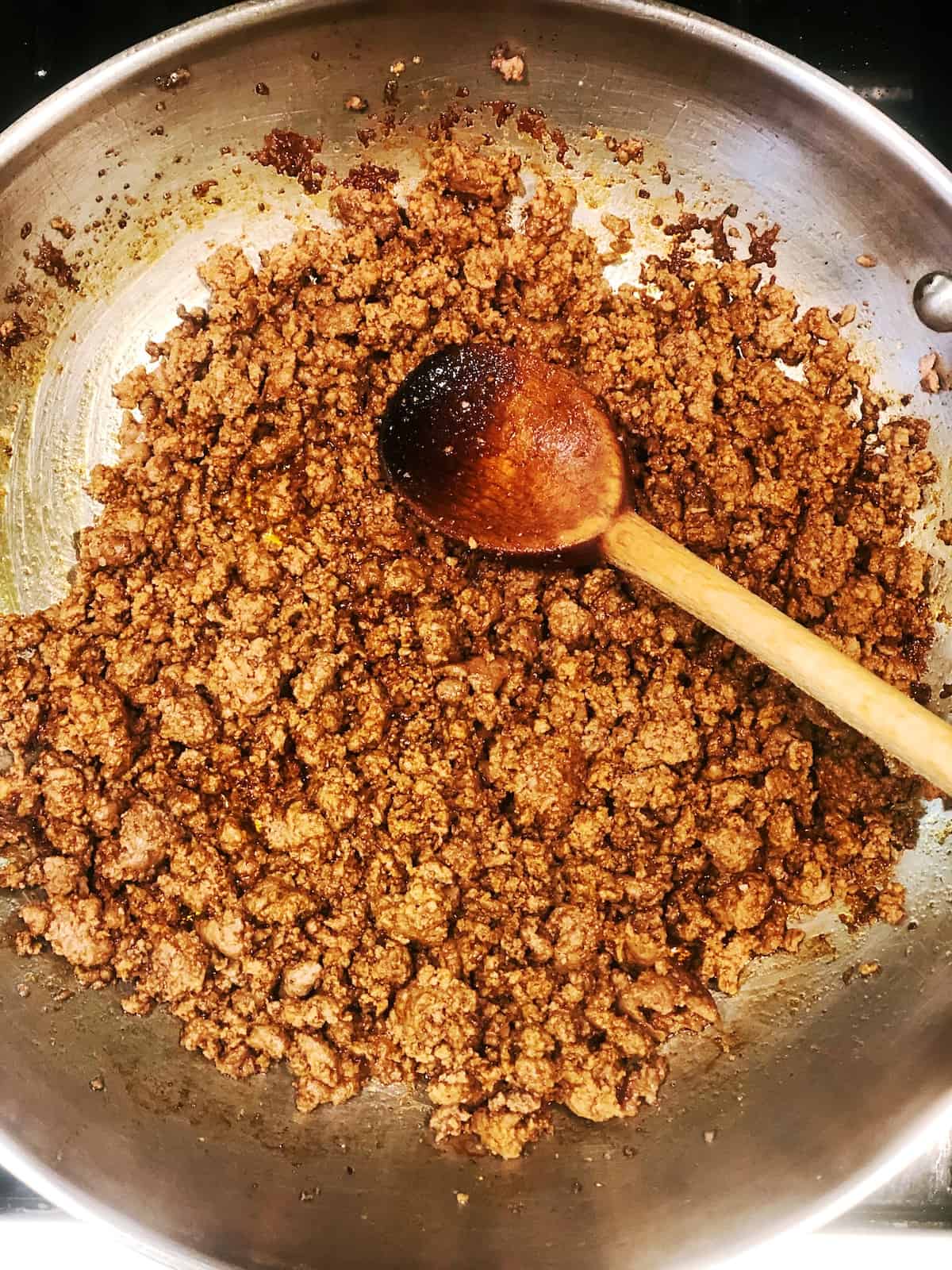 seasoning for nachos mixed into beef
