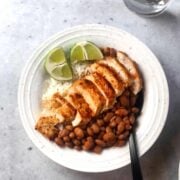 single chicken bowl with beans
