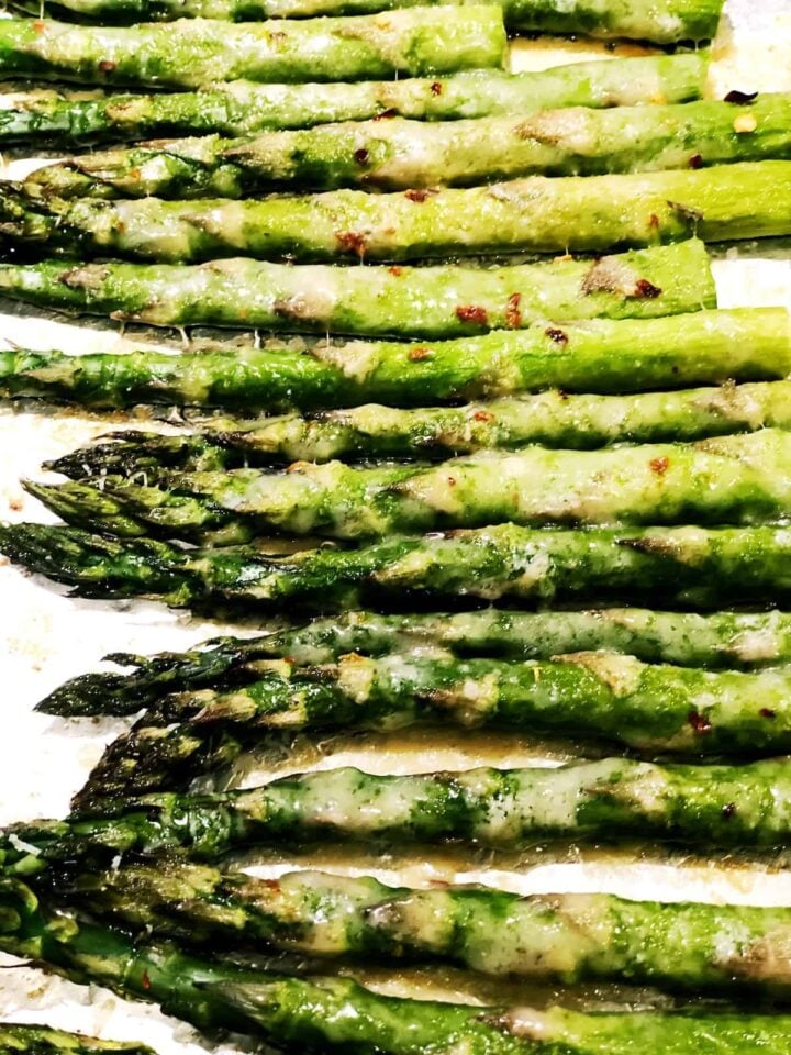 asparagus with parmesan melted on top