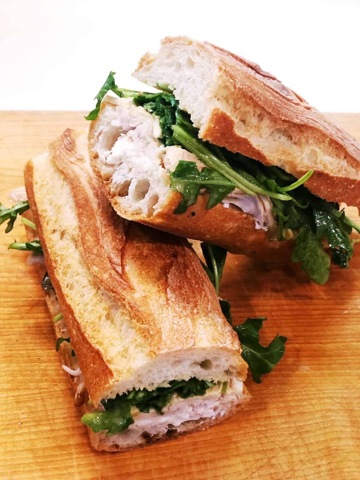 chicken sandwich cut in half