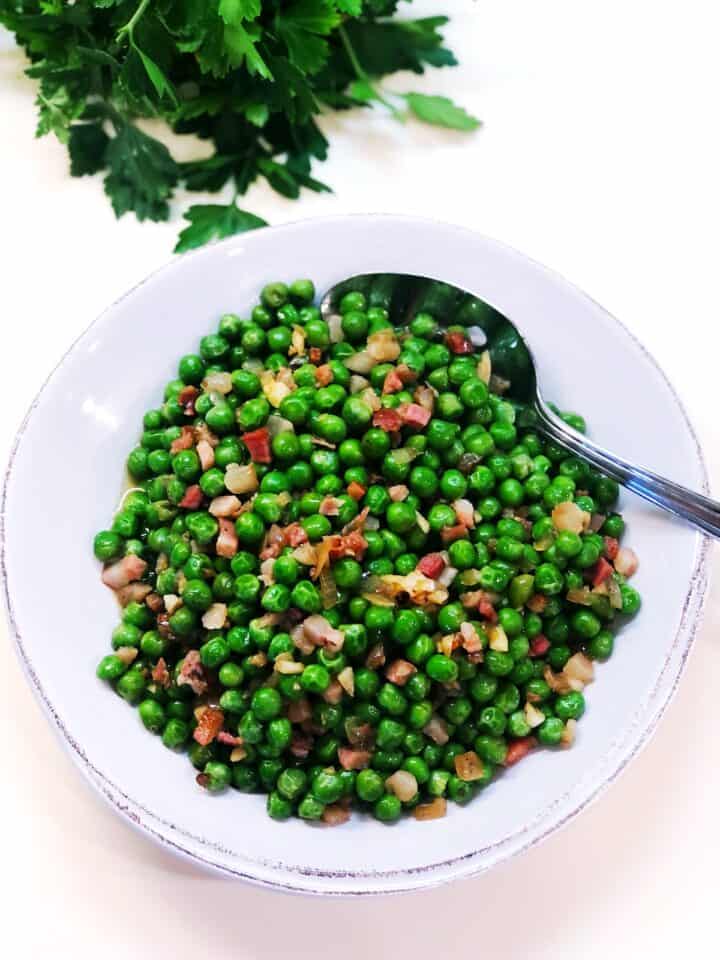 simple peas and pancetta