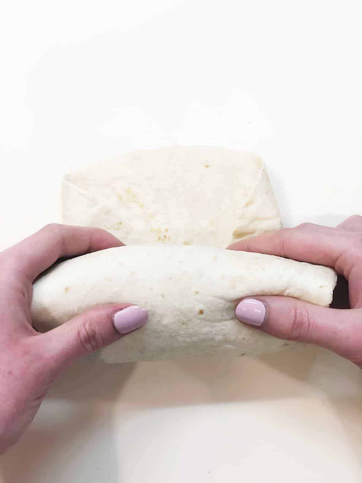 step 3 in folding a burrito