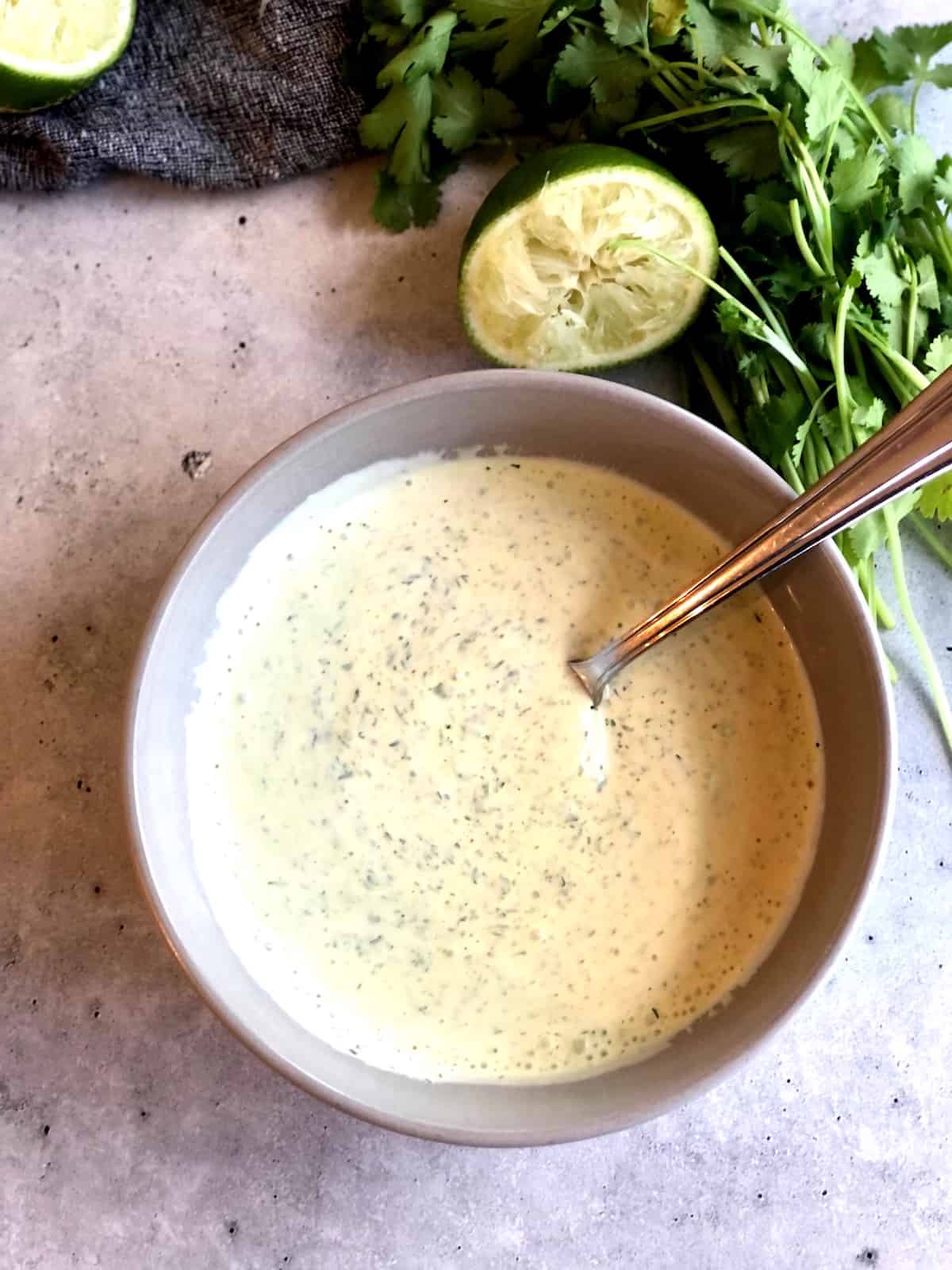 creamy cilantro dressing top view