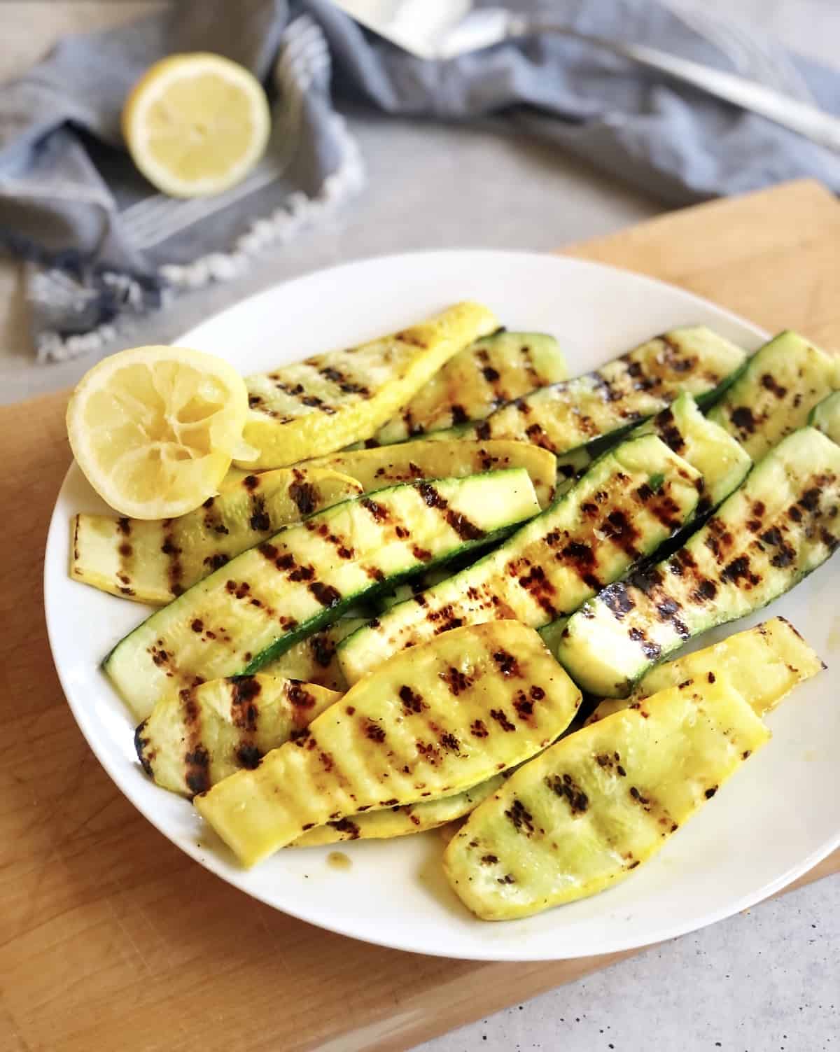 easy grilled zucchini and squash on a plate