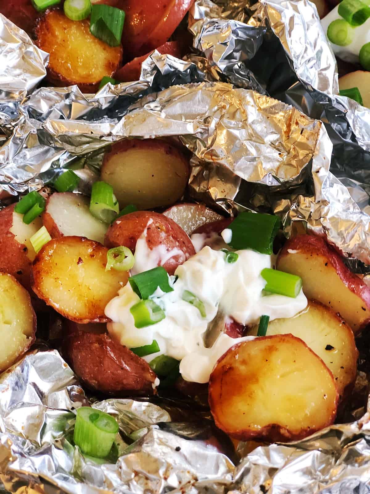 grilled potatoes closeup