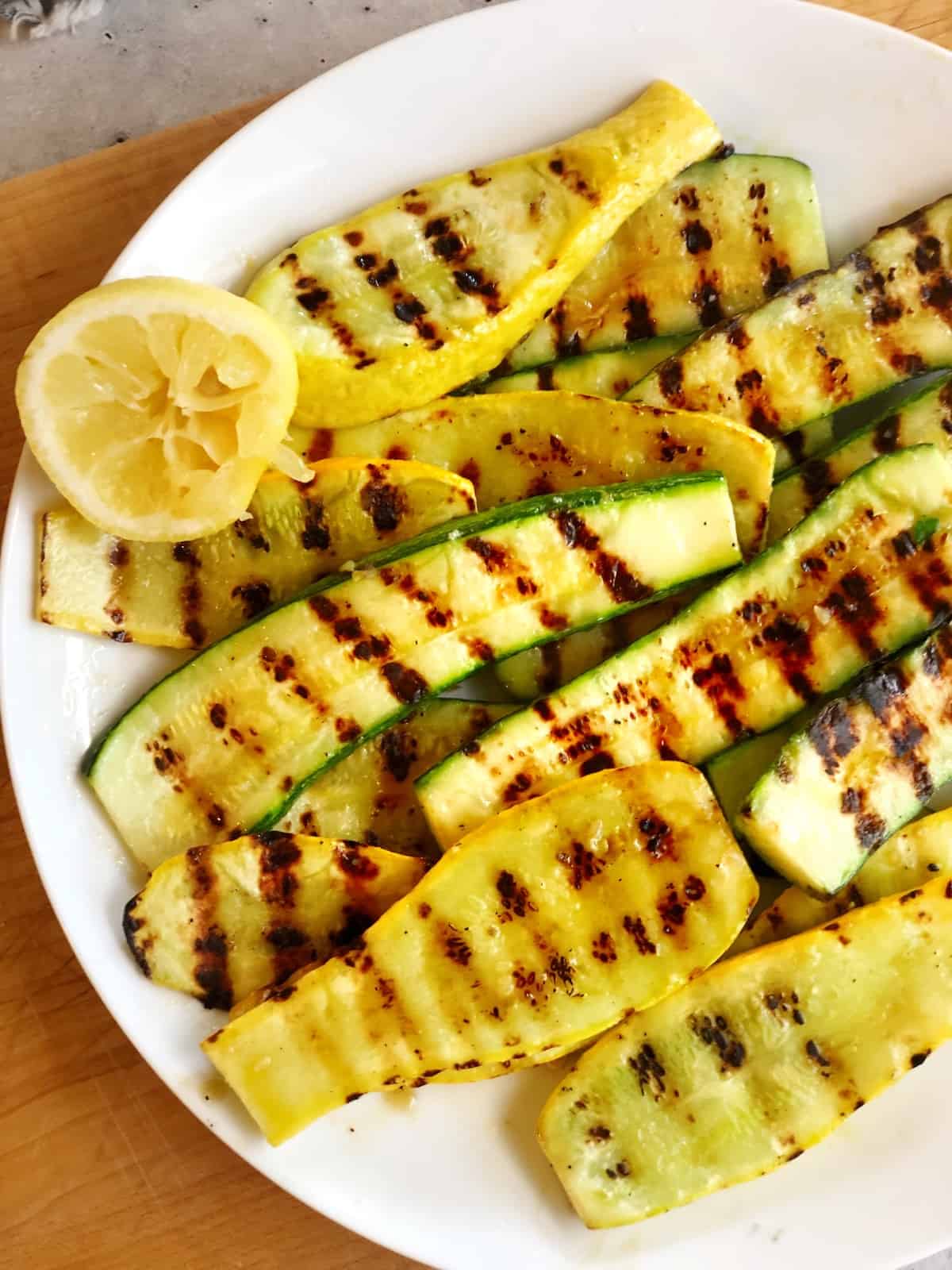 grilled zucchini and squash closeup