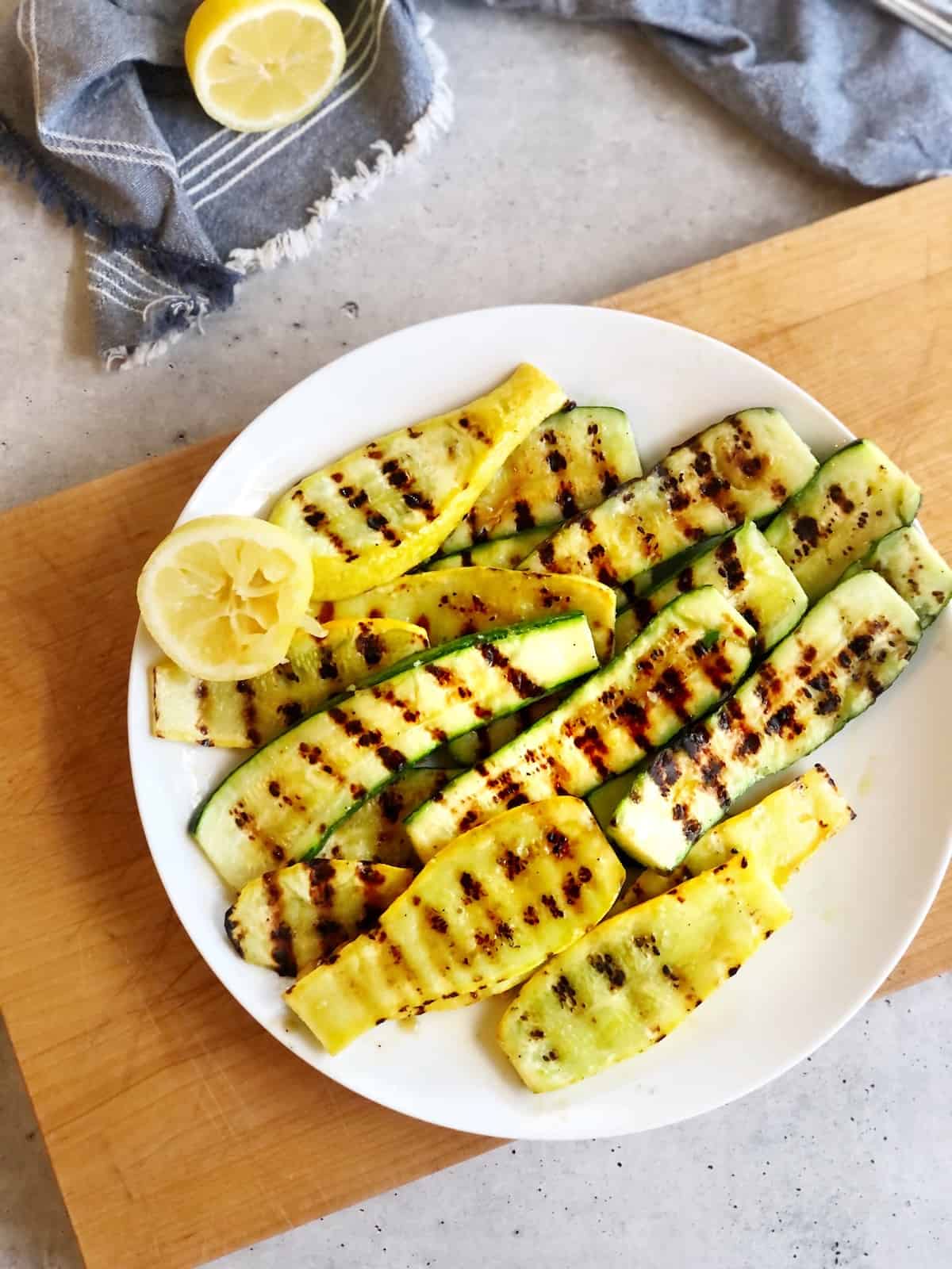 grilled zucchini and squash top view