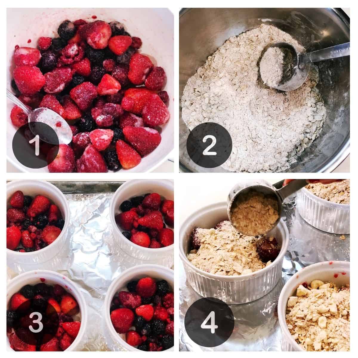 mixed berry crisp process shots
