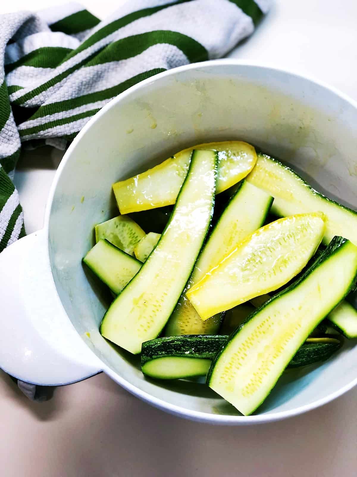 zucchini and squash in olive oil