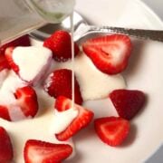 strawberries and cream closeup