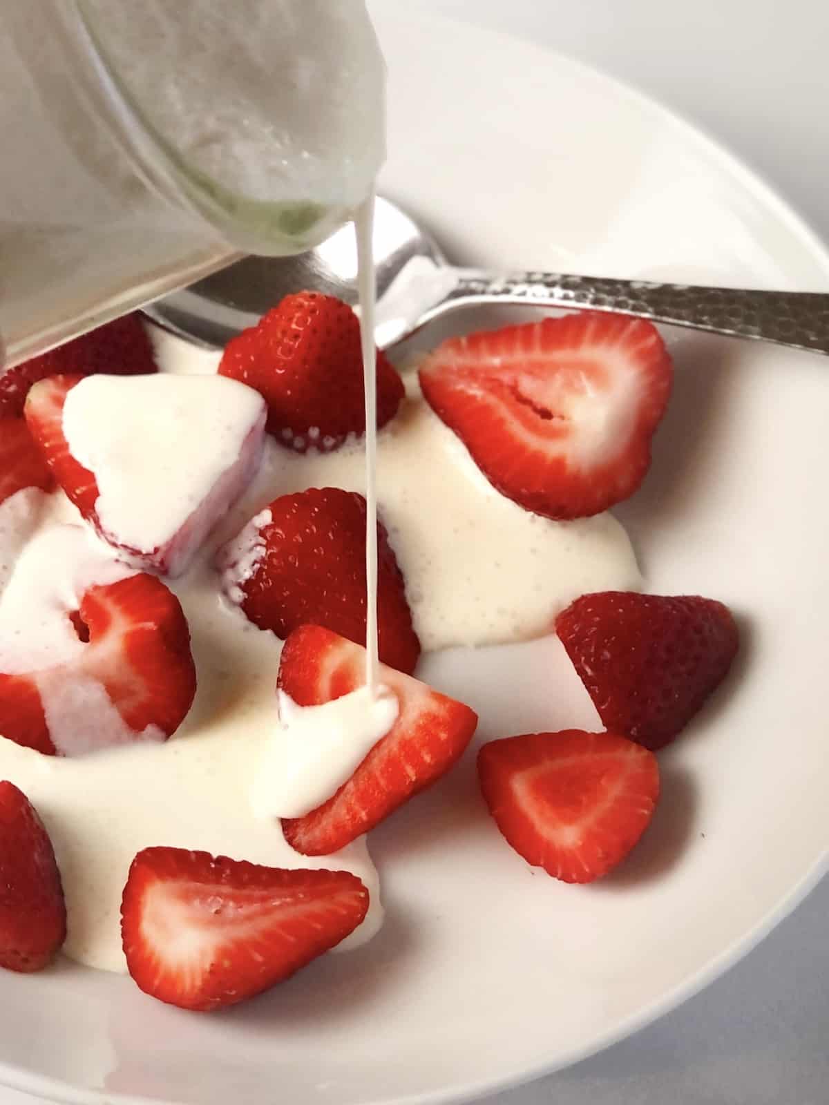 strawberries and cream closeup