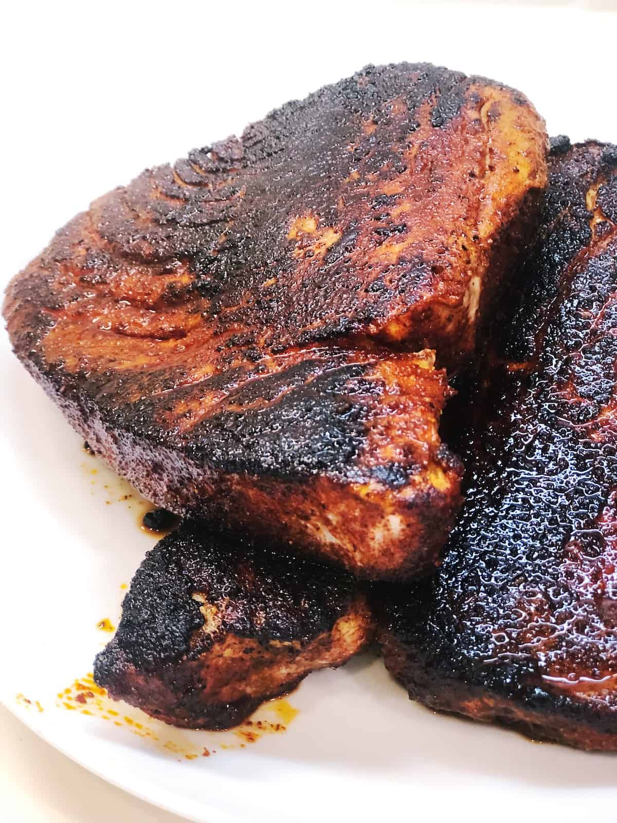 closeup of blackened tuna