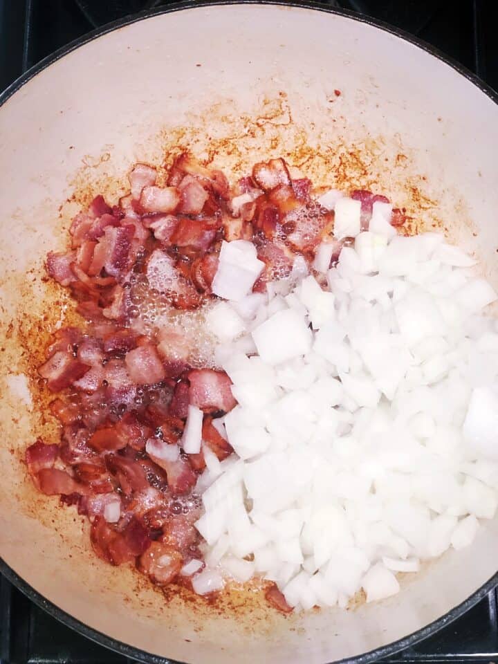 onions added to borracho beans