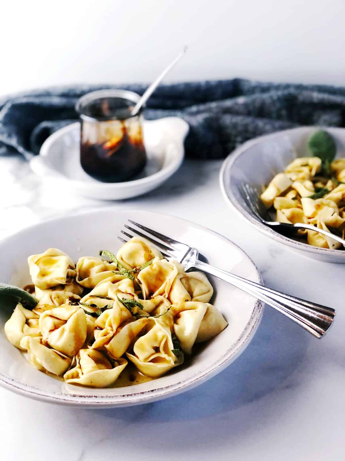 cheese tortellini with butter and balsamic