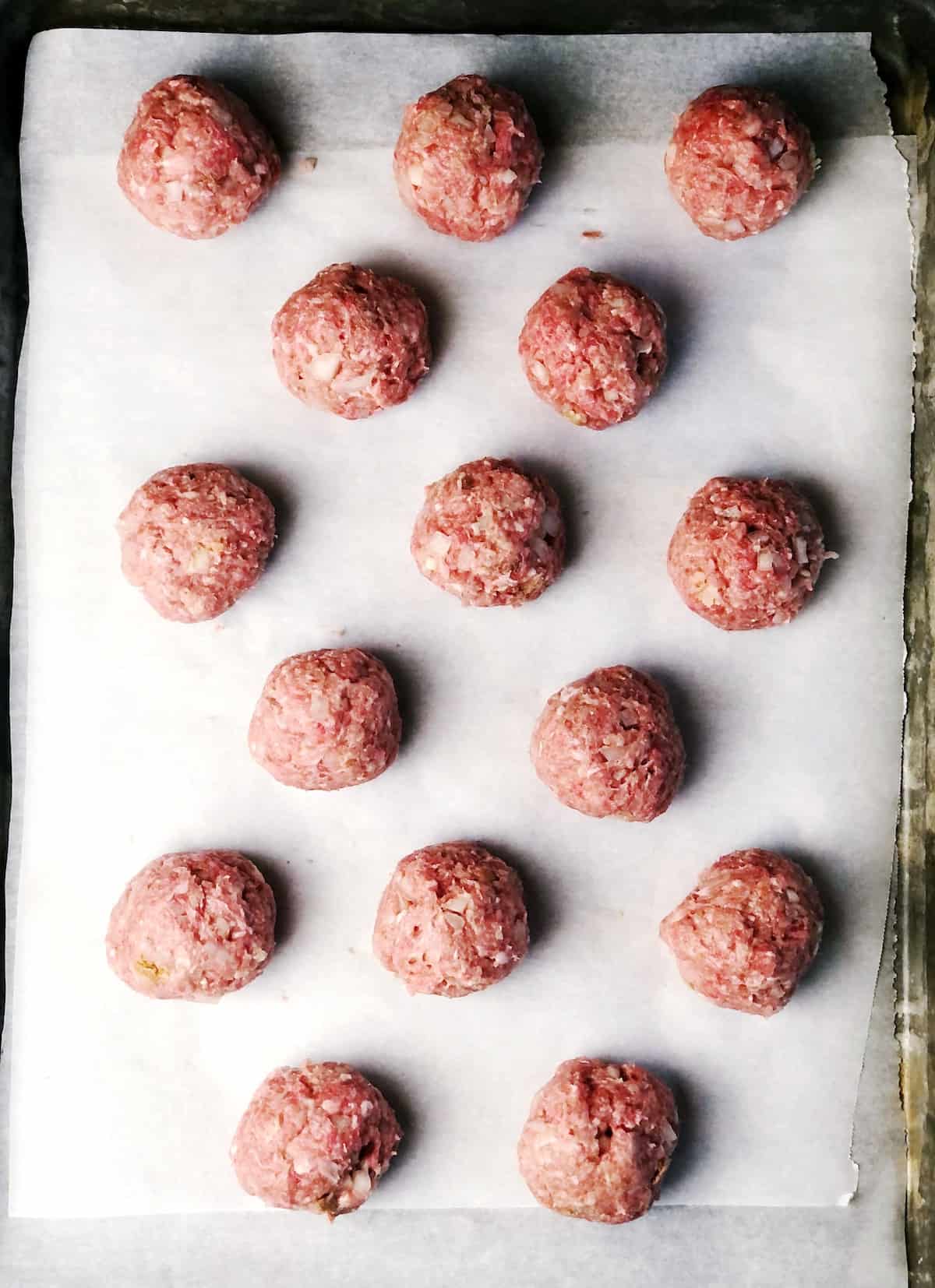 kofta meatballs on sheet pan