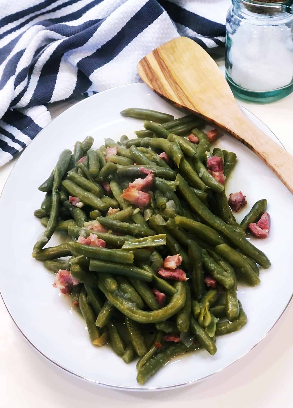 Southern green beans on plate