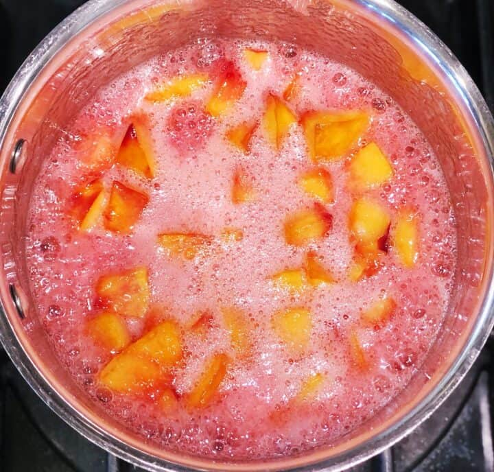 simmering nectarine jam