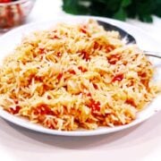 Easy Spanish rice on plate