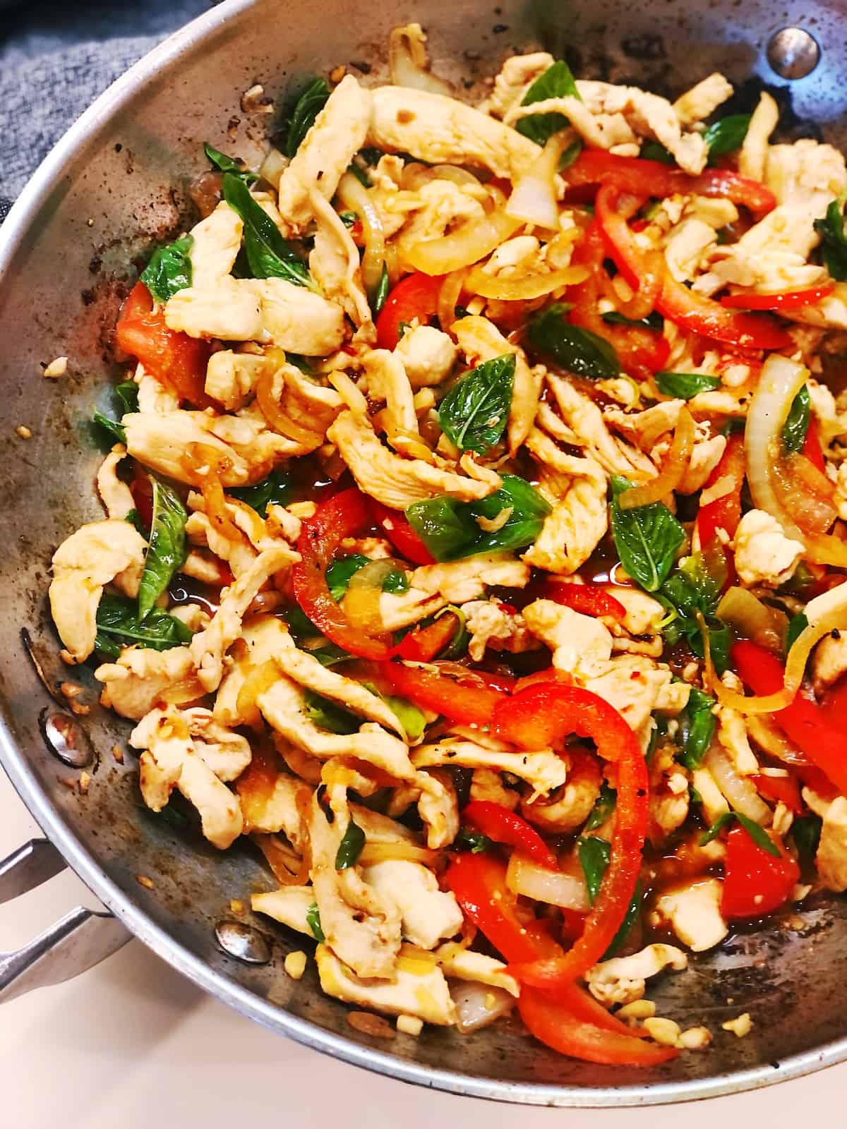 chicken and basil stir fry