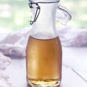 lavender simple syrup in bottle
