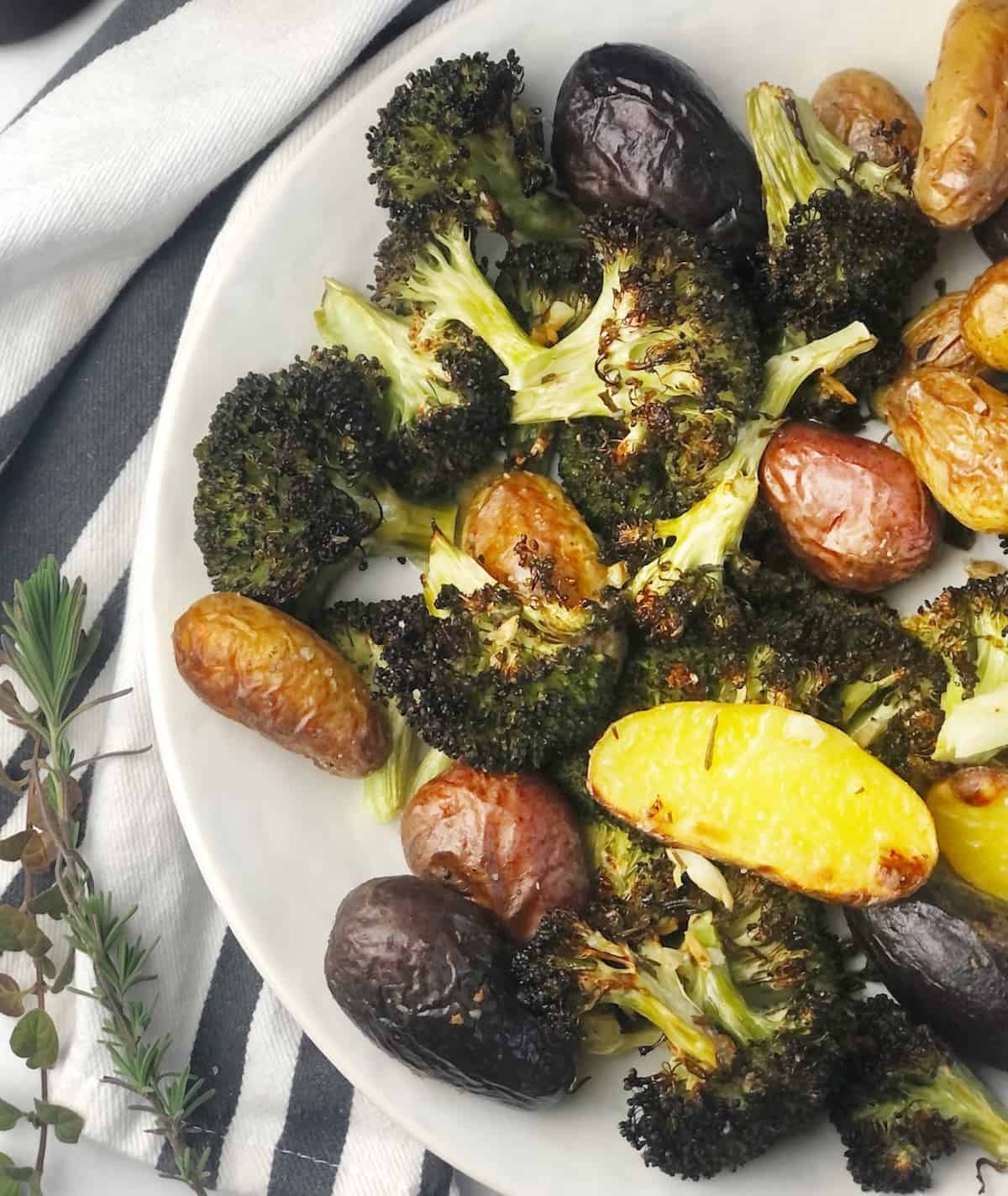 potatoes and broccoli closeup