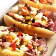 Italian roast beef sandwiches on tray