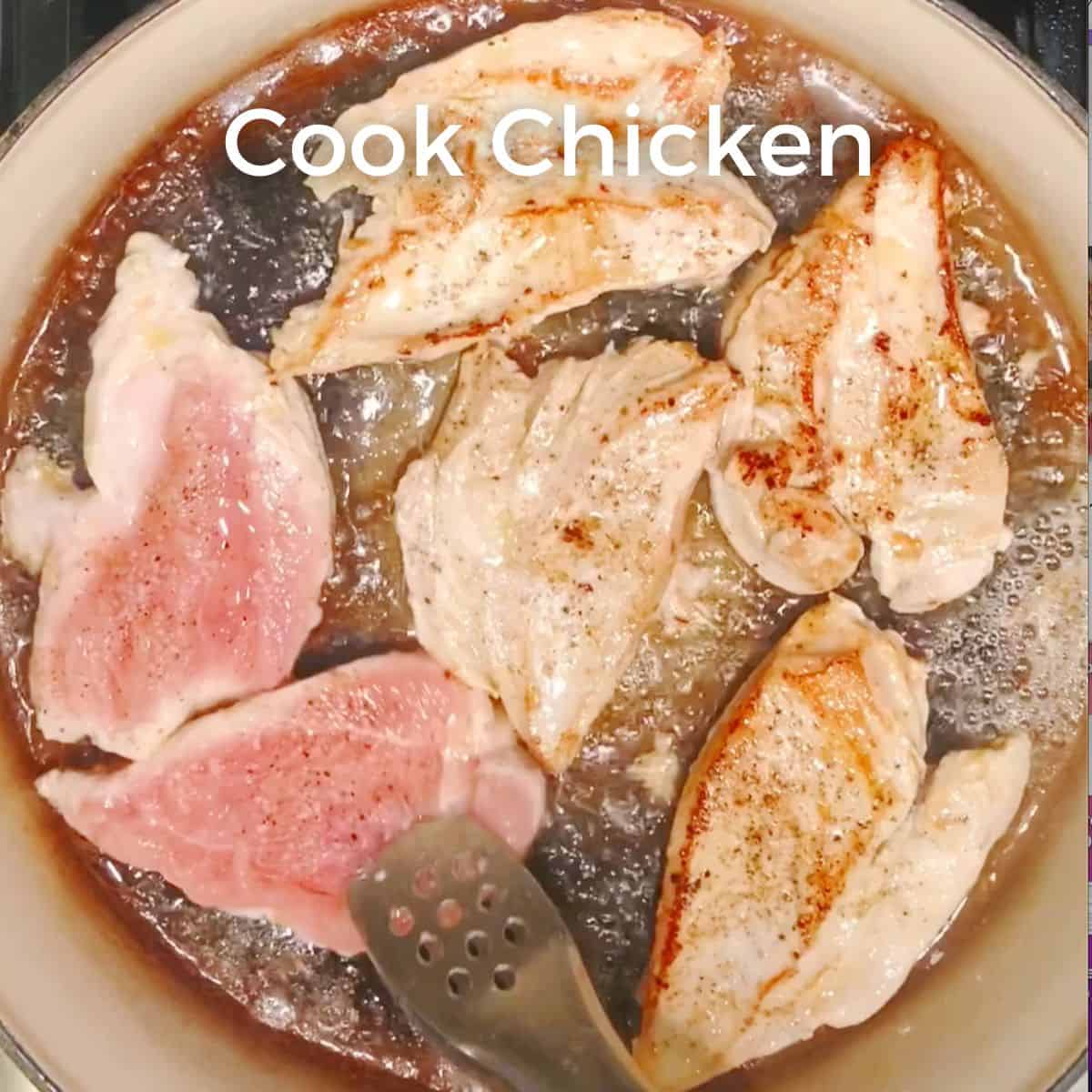 cooking the chicken for chicken tarragon 