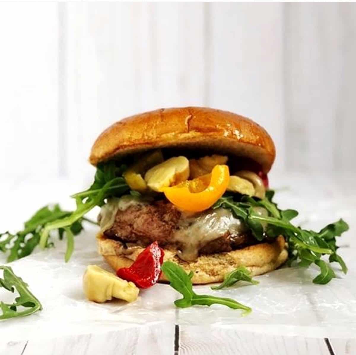 classic hamburger on bun