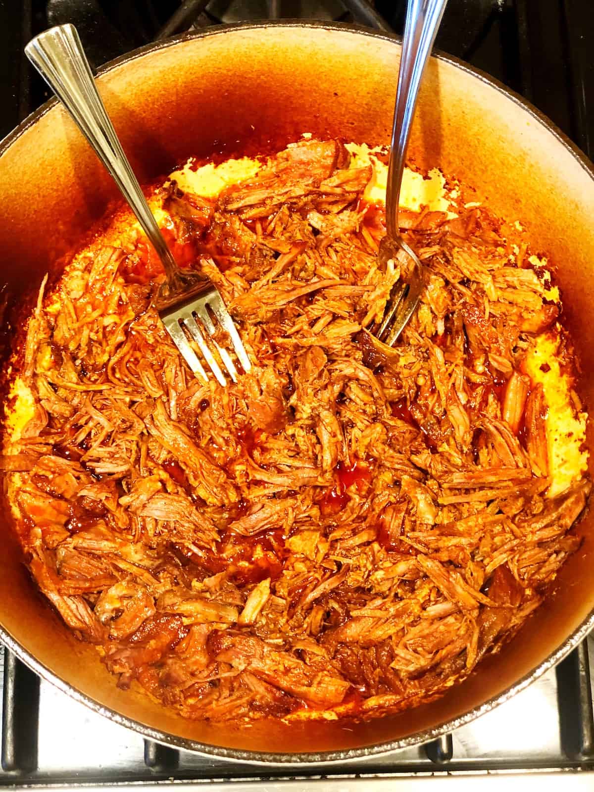 shredding Mexican barbacoa